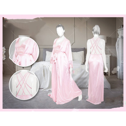 2 piece silk nightwear inner and gown