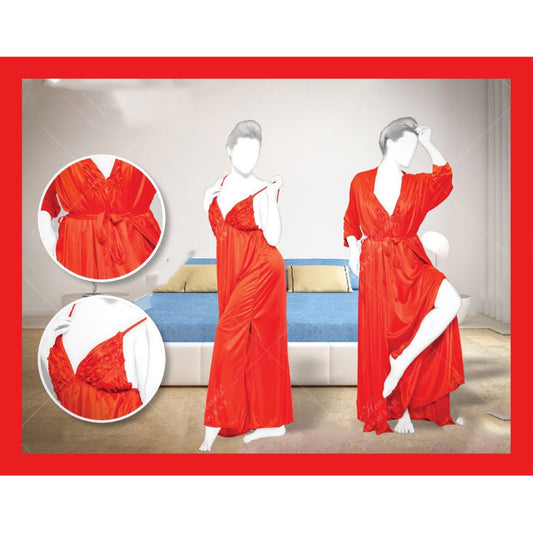 2 piece silk nightwear inner and gown