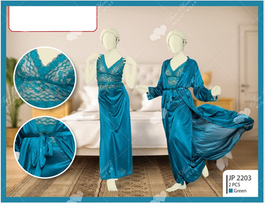 2 piece silk nightwear inner and gown