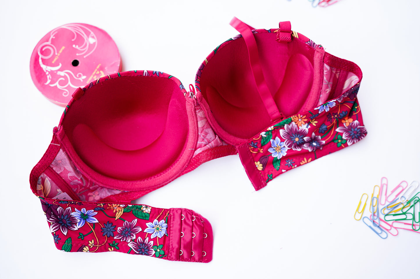 Floral pushup underwired bra