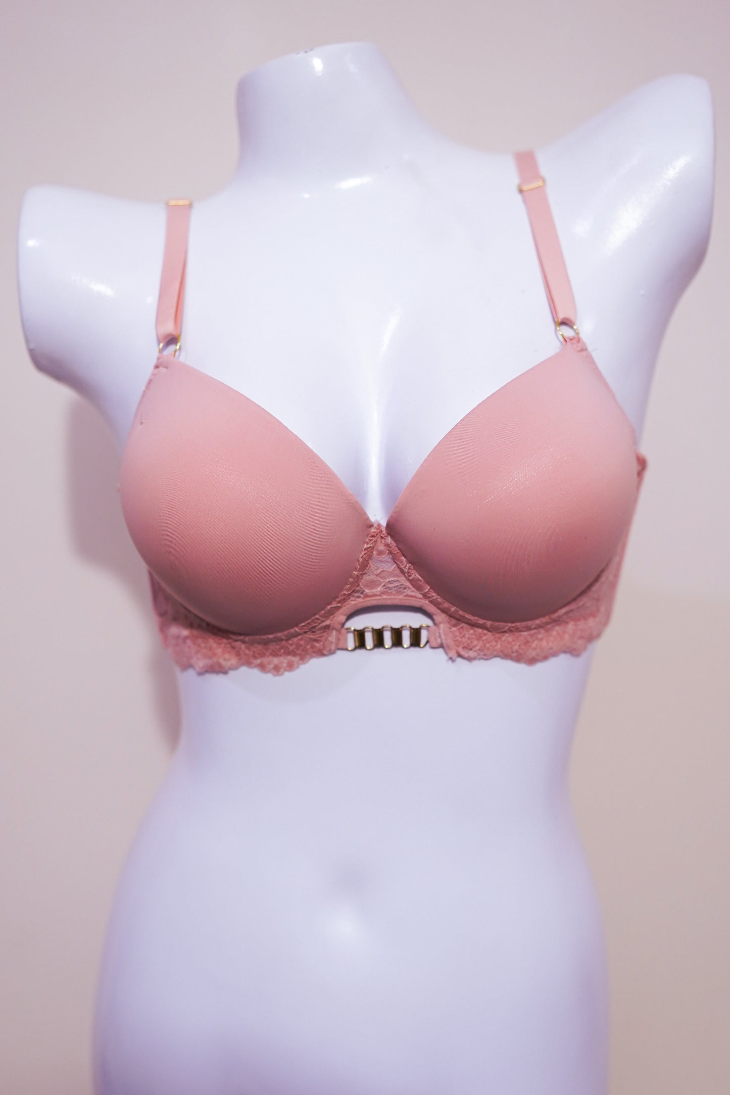 Side lace pushup bra with front chain