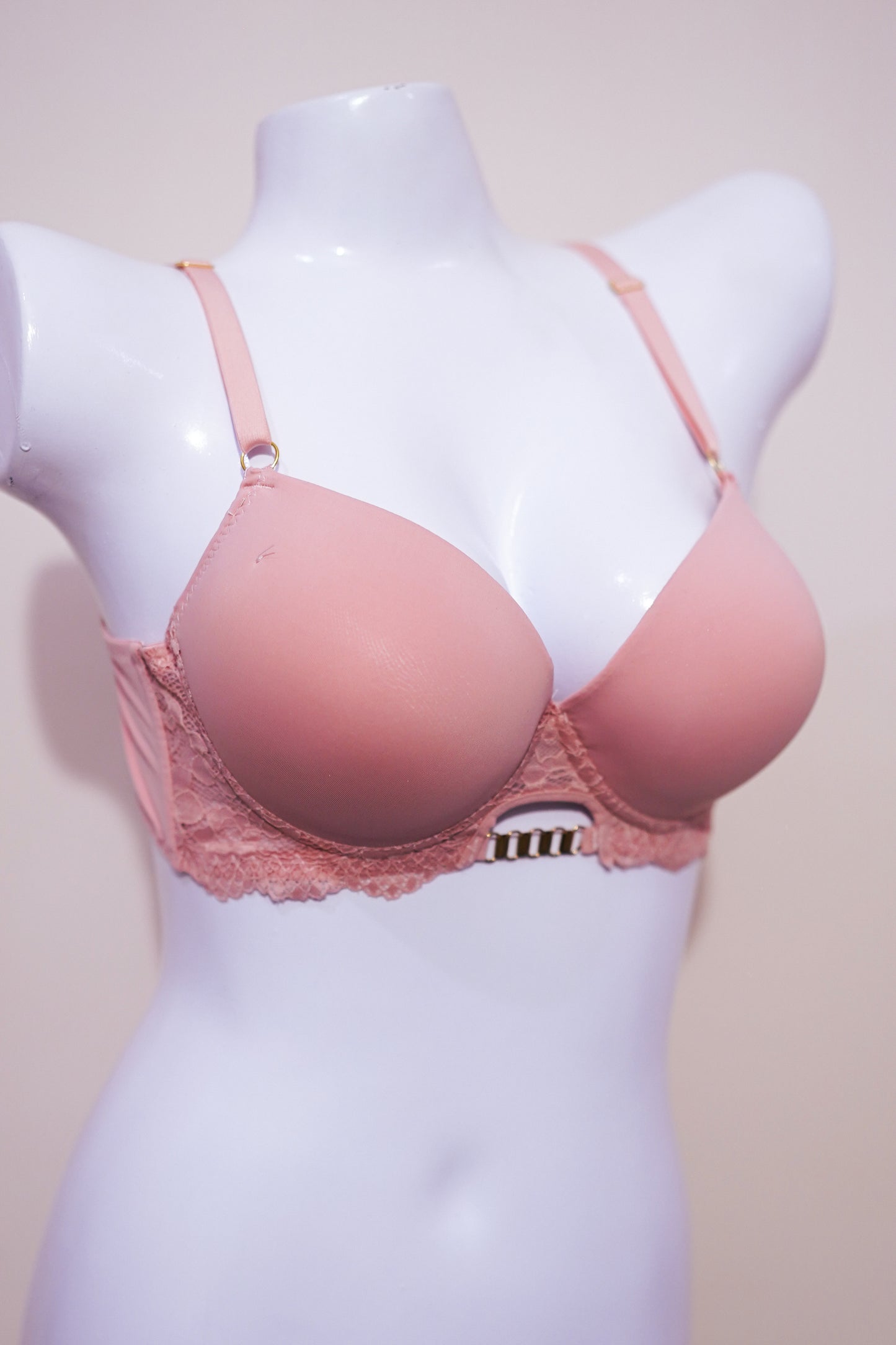 Side lace pushup bra with front chain