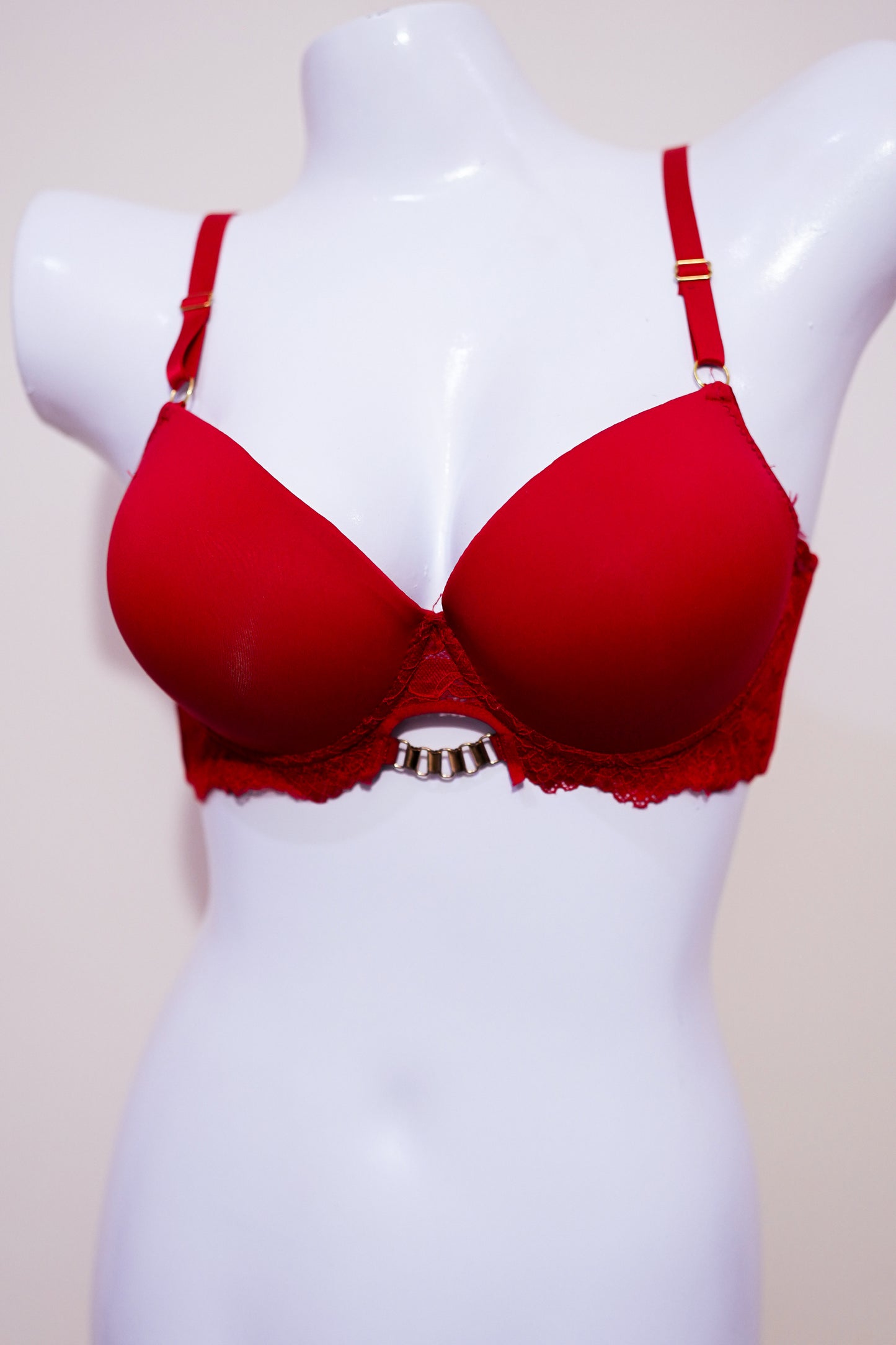 Side lace pushup bra with front chain