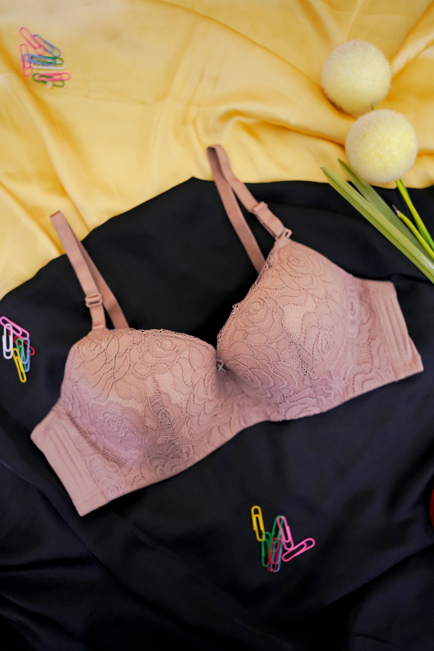 Embroidered Body Shaping soft thin pad bra