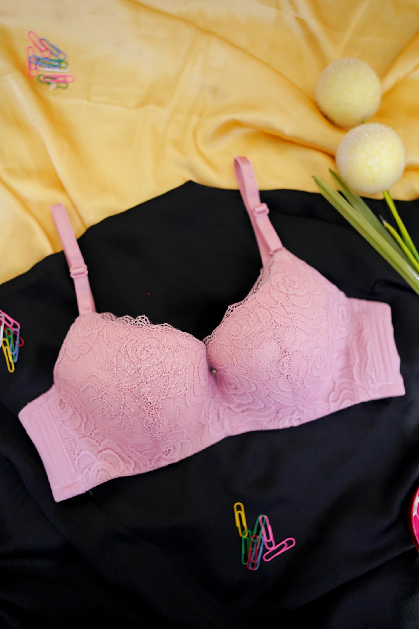 Embroidered Body Shaping soft thin pad bra