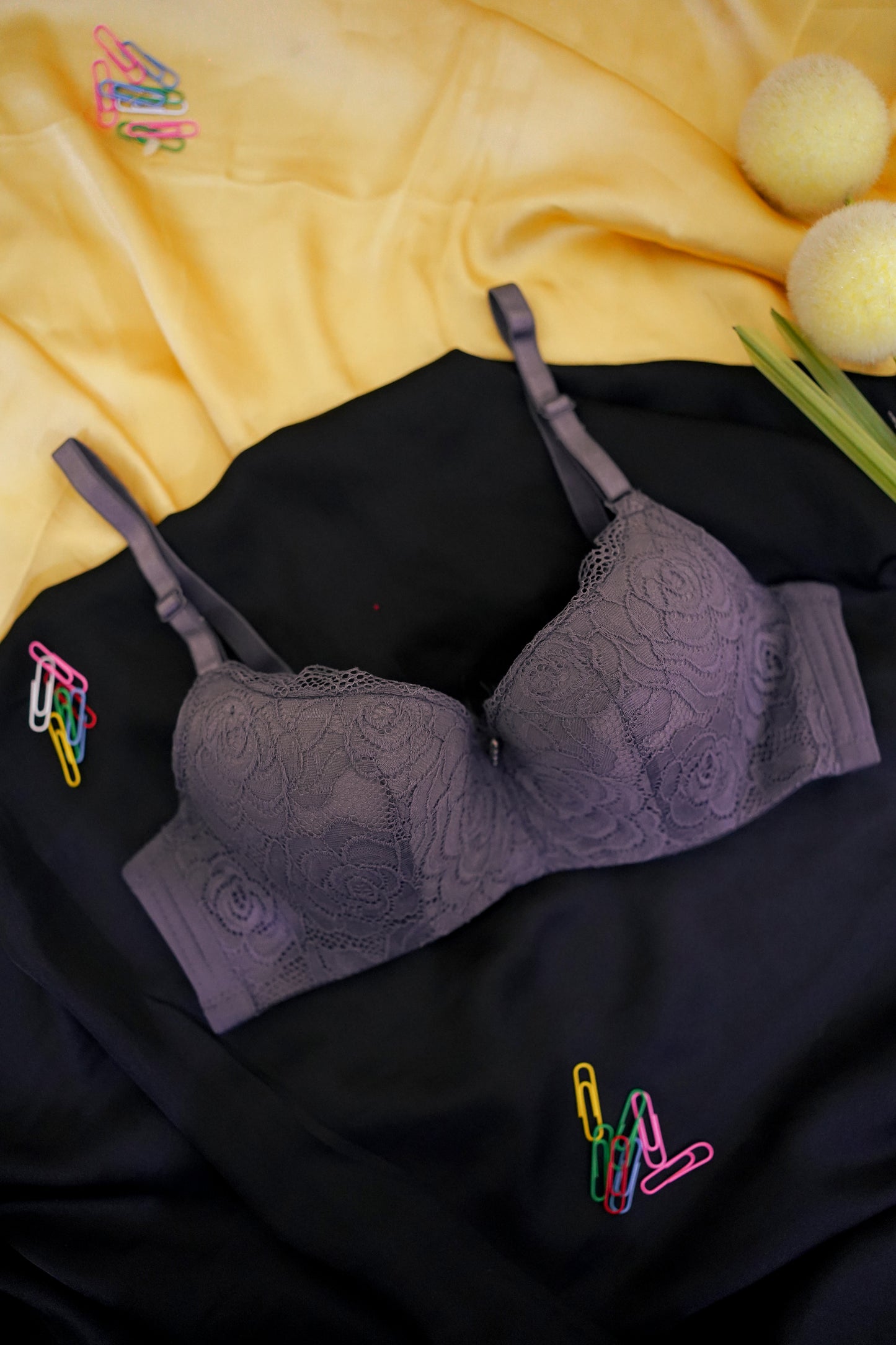 Embroidered Body Shaping soft thin pad bra