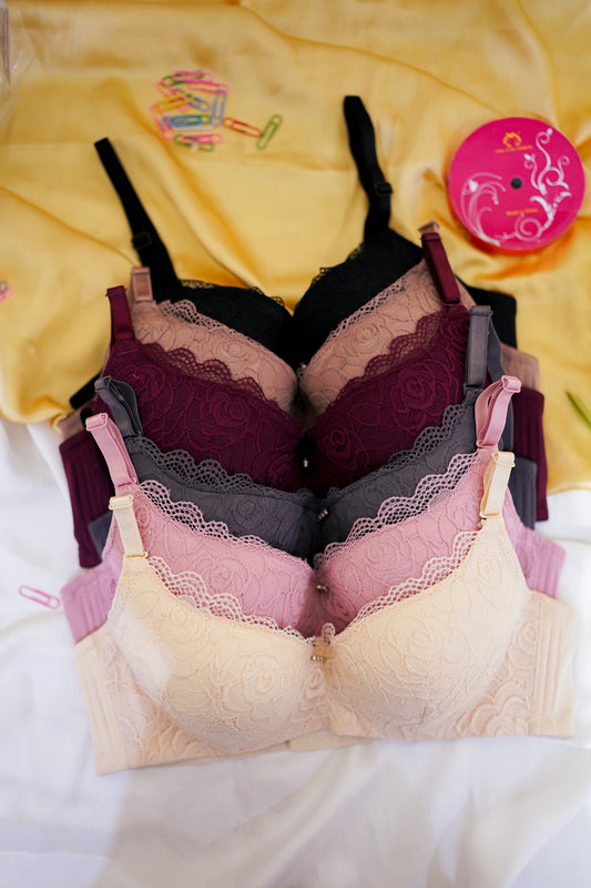 Embroidered Body Shaping soft thin pad bra