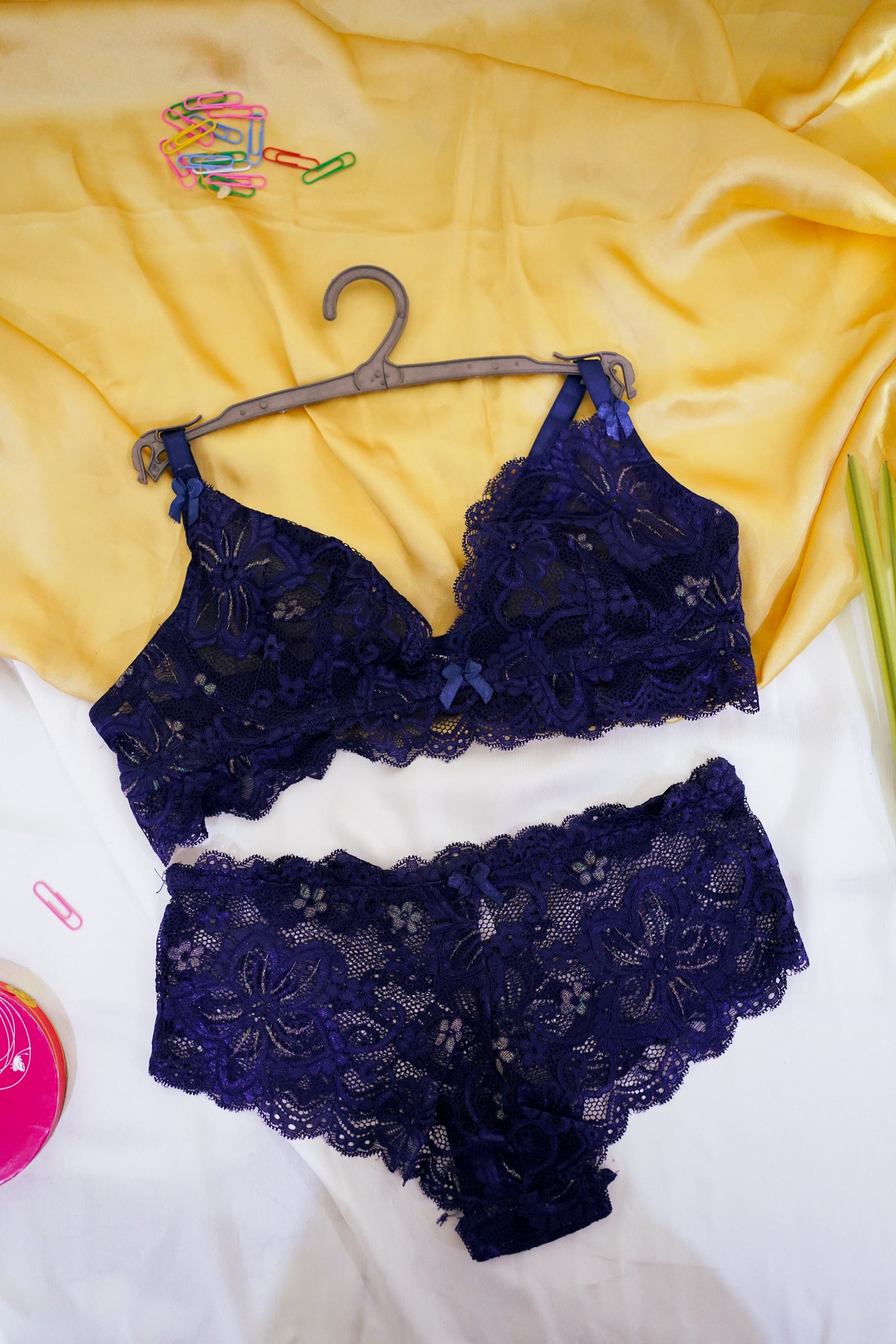 Two piece  net see through sexy bridal set-underwired