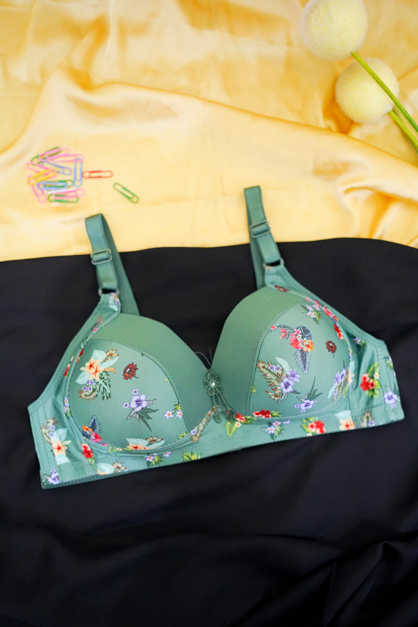FLoral full covered  daily wear thin pad soft bra