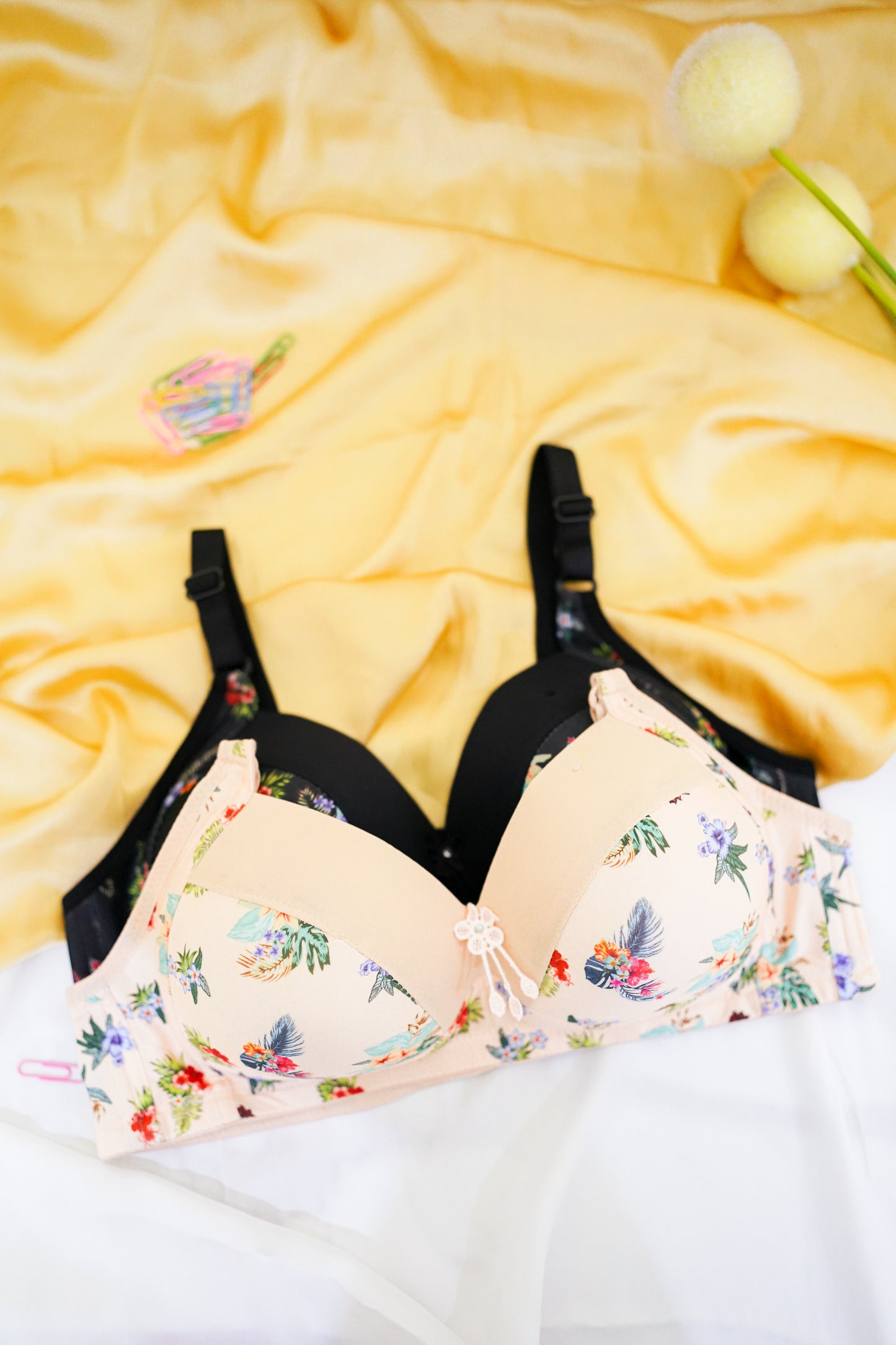 FLoral full covered  daily wear thin pad soft bra