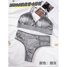 Cross thongs silky light paded bra panty set
