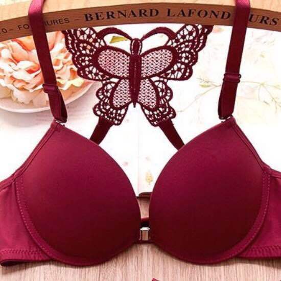 Front Open Double Padded Butterfly Back Bra