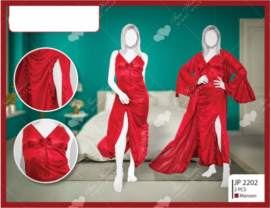 2 piece silk nightwear inner and gown