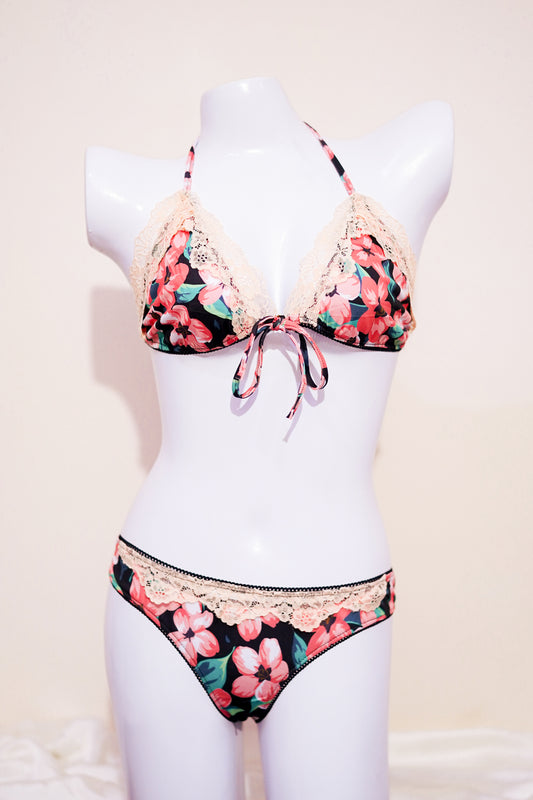 Bikni Style nighty floral bra set