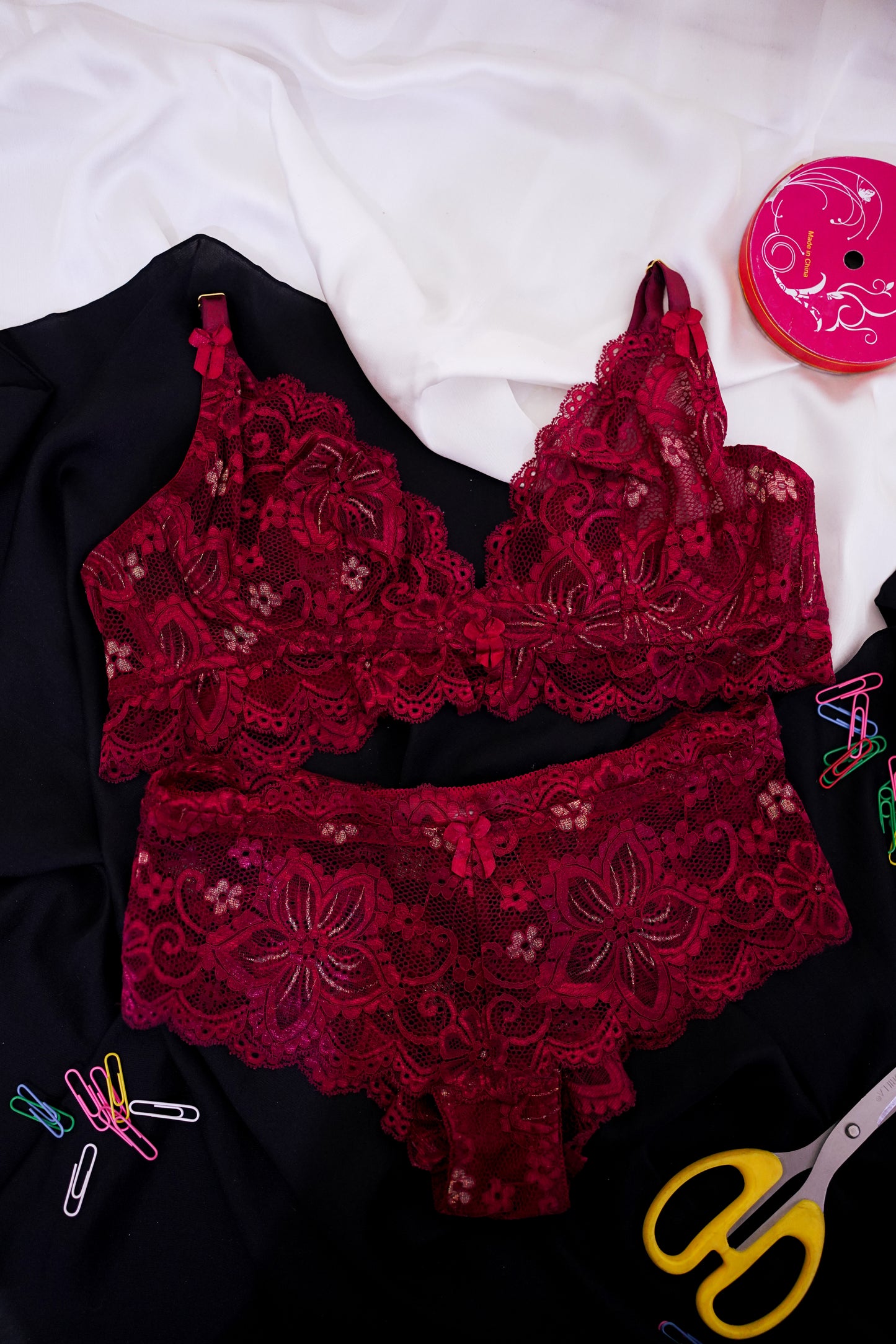 Two piece  net see through sexy bridal set-underwired