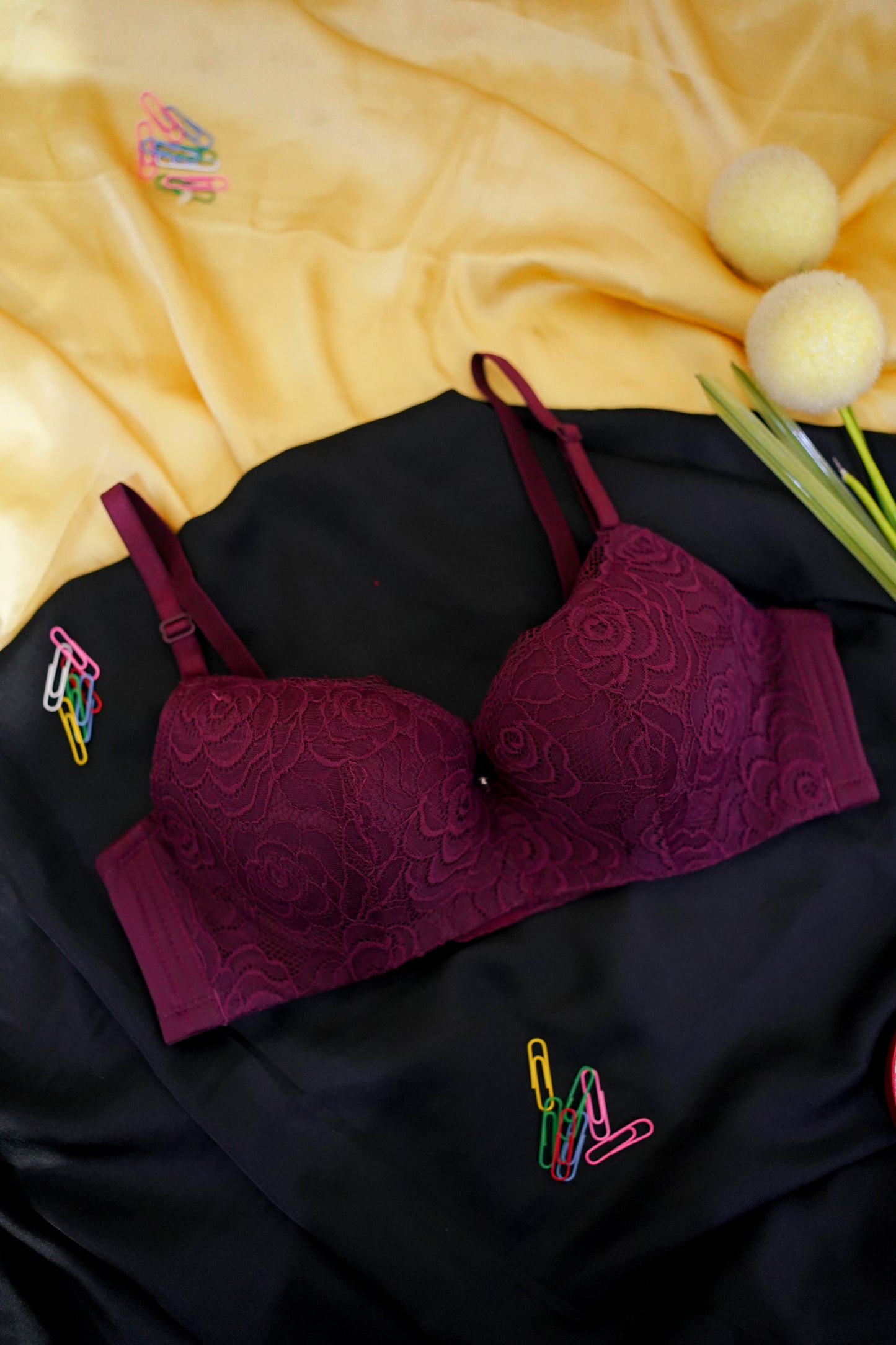 Embroidered Body Shaping soft thin pad bra