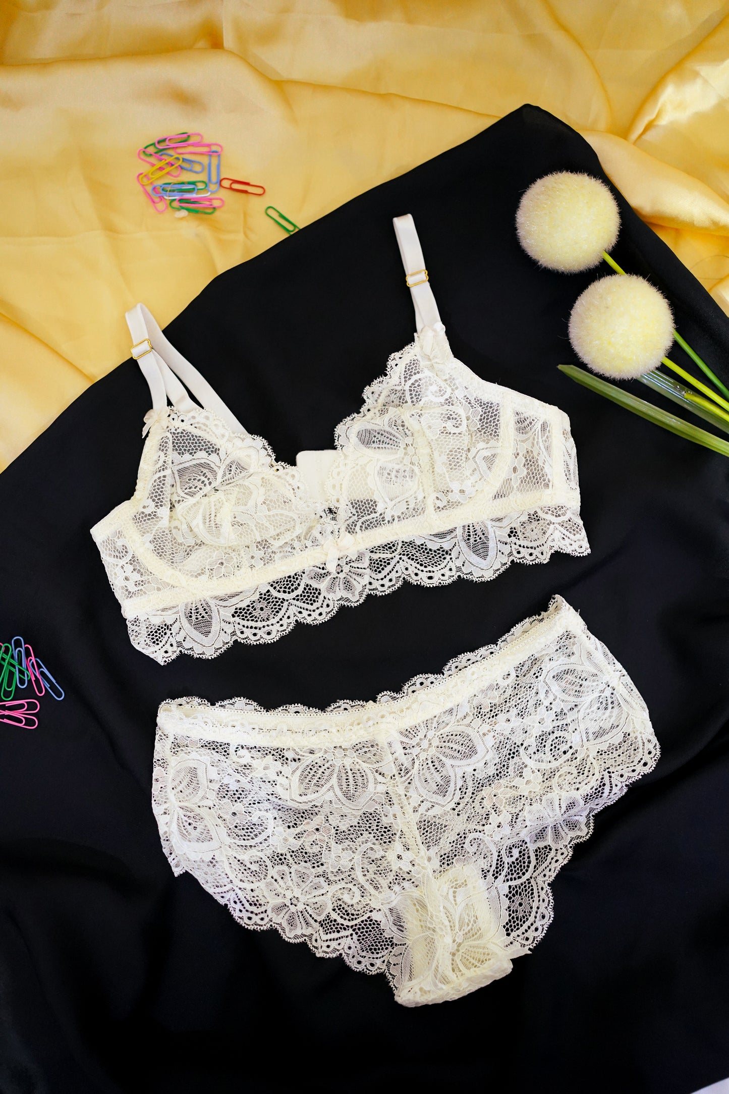 Two piece  net see through sexy bridal set-underwired