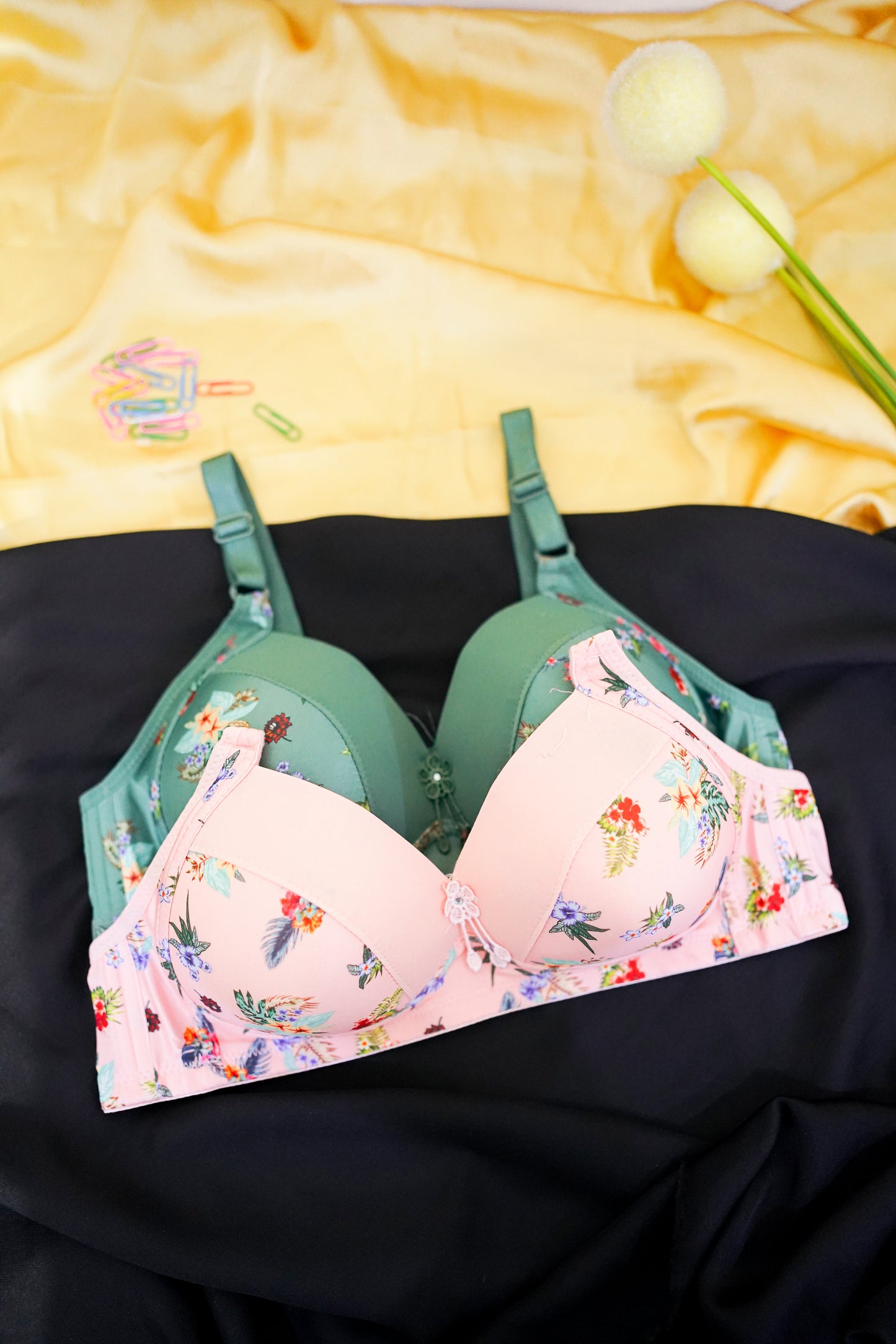 FLoral full covered  daily wear thin pad soft bra