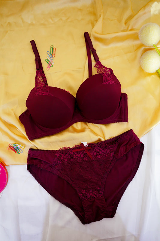 Full cup lace-pushup bridal set