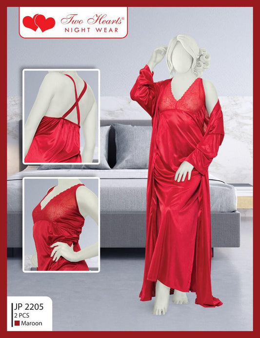 2 Pc Silk Long Inner with Gown