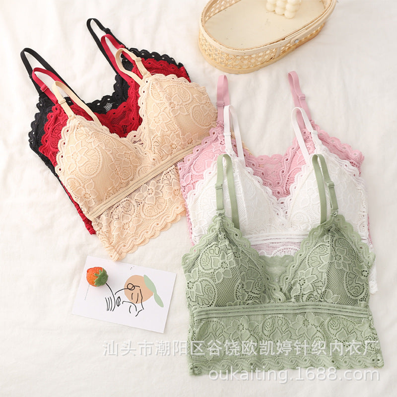 Mid lace fancy back cover bra & panty set